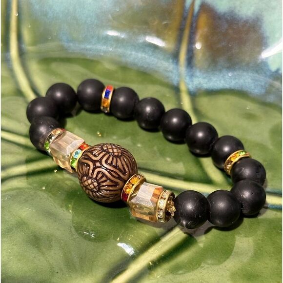 Black Gemstone Tibetan Handmade Bracelet - Picture 1 of 3